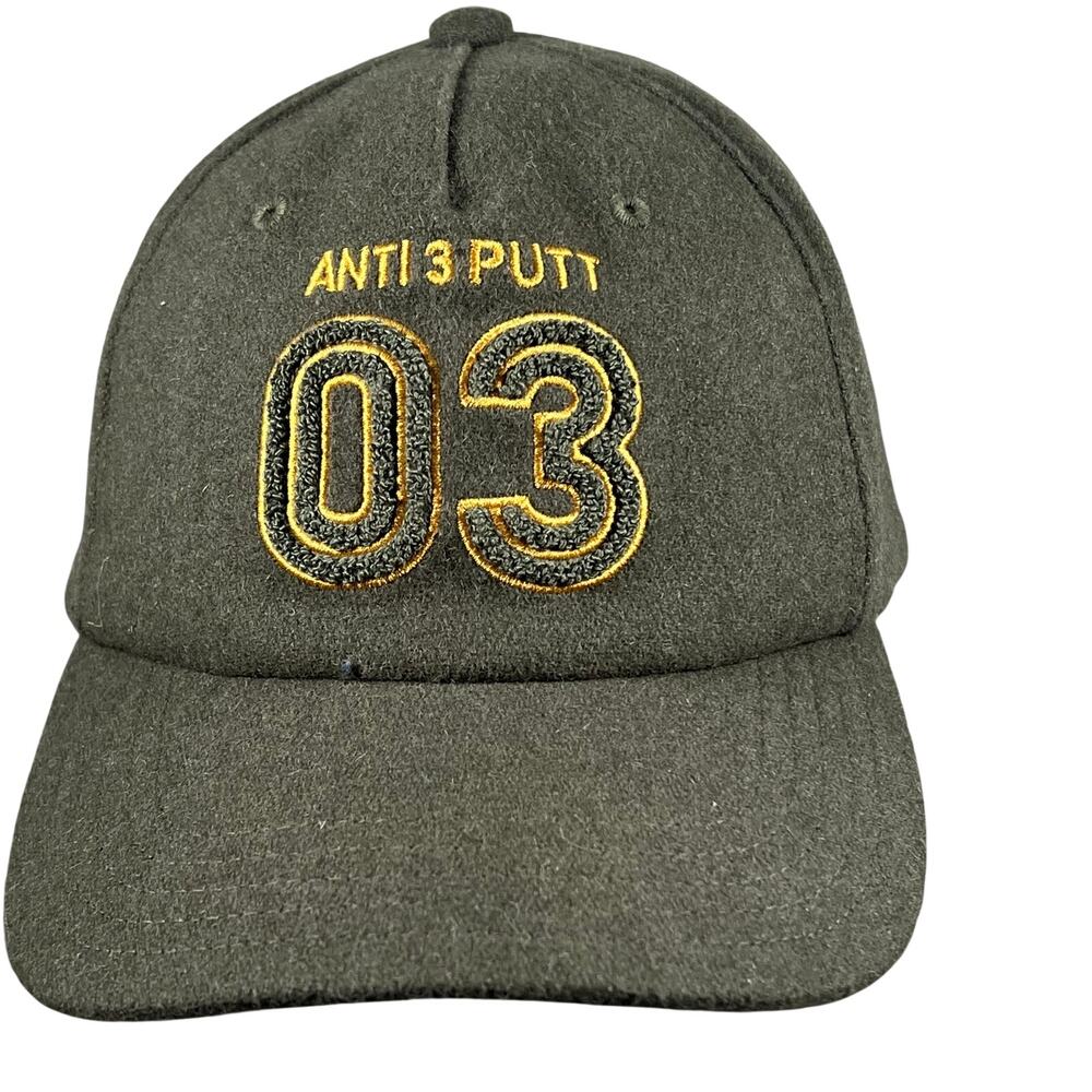 Green Adidas Anti 3 Putt Golf Cap Embroidered Text Wool/Viscose Fabric OSFA Unis